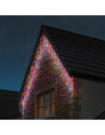 Instalatie de Craciun tip franjuri, 24 metri lungime, 600 LED ALB Multicolor