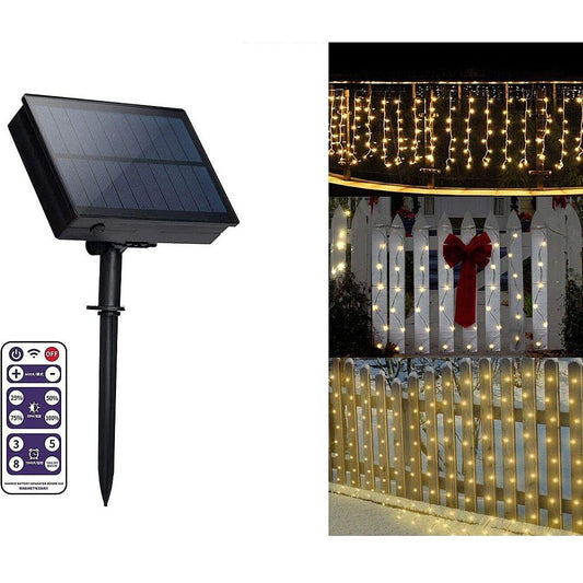 Instalație Solară 12 m, 300 LED, model franjuri, exterior rezistent