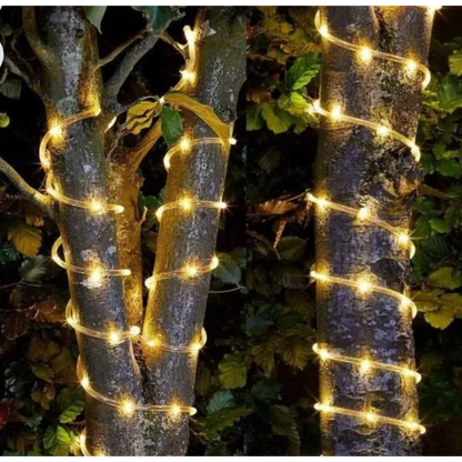 Instalatie luminoasa solara de exterior, 100 led, 10 M