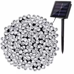 Instalatie lumisoasa solara de exterior, 100 led, 12 M, Alb Rece