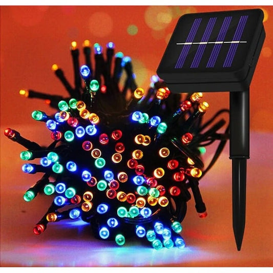 Instalatie lumisoasa solara de exterior, 100 led, 12 M, Multicolor