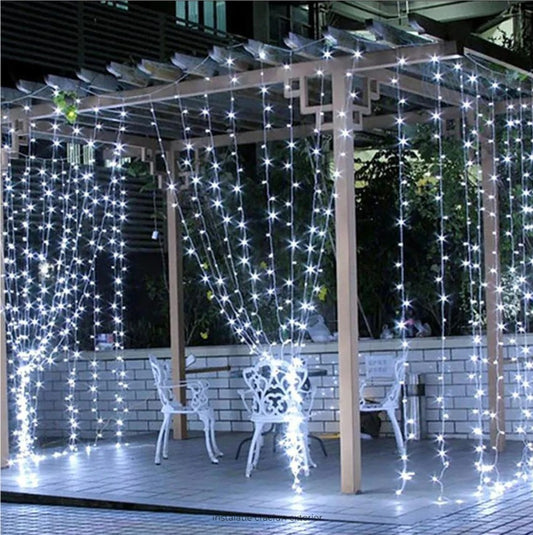 Instalatie de Craciun tip perdea cu fir gros, 3 m x 6 m, Interconectabil