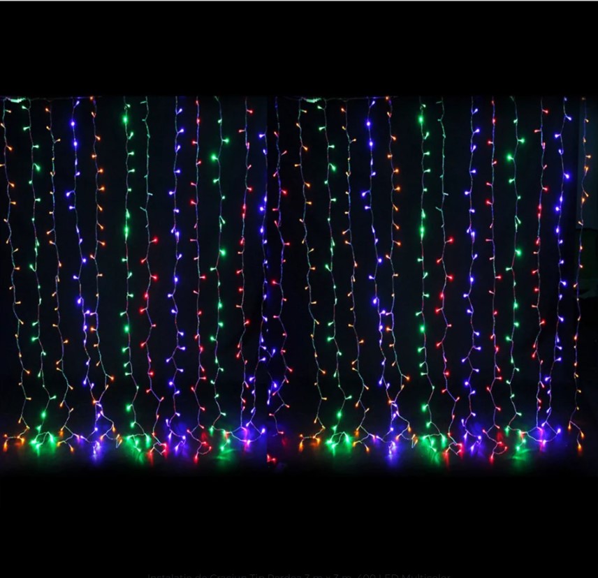 Instalatie de Craciun tip perdea 3 m x 3 m, 400 LED, Alb cald