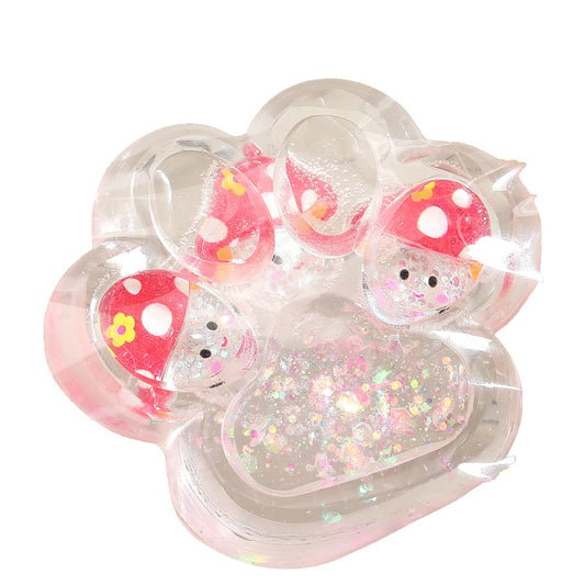 Jucarie Antistres Squishy, Labuta de Pisica Pufoasa, cu Revenire Lenta, 7 x 6.5 cm, Model Ciuperca