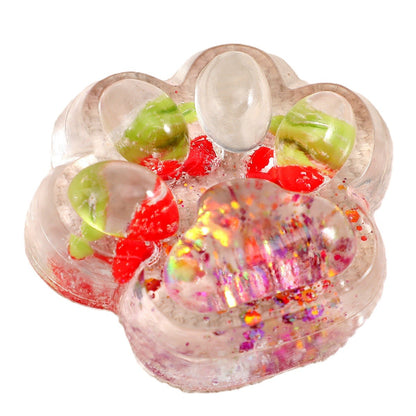 Jucarie Antistres Squishy,cu Revenire Lenta, Squeeze Pinch Family, Model Cat Paw cu Sclipici, 6.5 x 7 cm, din Tpr, 4-6 Ani