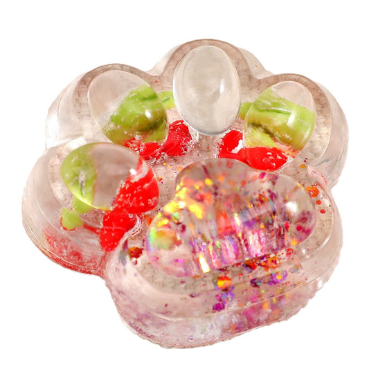 Jucarie Antistres Squishy,cu Revenire Lenta, Squeeze Pinch Family, Model Cat Paw cu Sclipici, 6.5 x 7 cm, din Tpr, 4-6 Ani