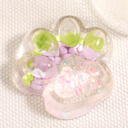 Jucarie Antistres Squishy,cu Revenire Lenta, Squeeze Pinch Family, Model Cat Paw cu Sclipici, 6.5 x 7 cm, din Tpr, 4-6 Ani