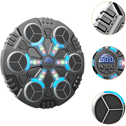 Jucarie de Boxat cu Muzica si Lumini, Manusi Incluse, Bluetooth, Incarcare USB, Aplicare cu Ventuze, 6 Tinte, 32x27x3.5 cm, 930 g, Negru