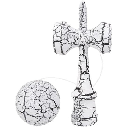 Kendama X Originala, Profesionala, Cracked, din Lemn, 18 cm, Alb/Negru
