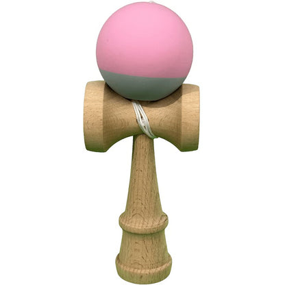 Jucarie Interactiva Kendama X Profesionala,  Lemn cu Bila cu Invelis din Cauciuc, 18 x 6 x 7 cm, pentru Copii si Adulti, Roz / Gri