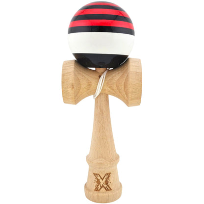 Kendama X Originala, Profesionala, din Lemn, Super Sticky, 18 cm, Rosu/Negru/Alb