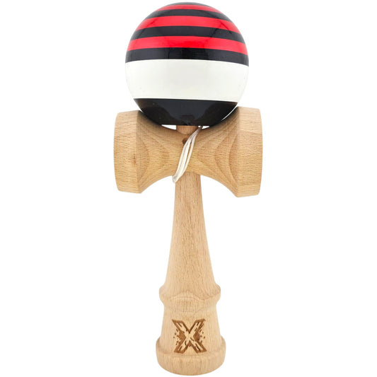 Kendama X Originala, Profesionala, din Lemn, Super Sticky, 18 cm, Rosu/Negru/Alb