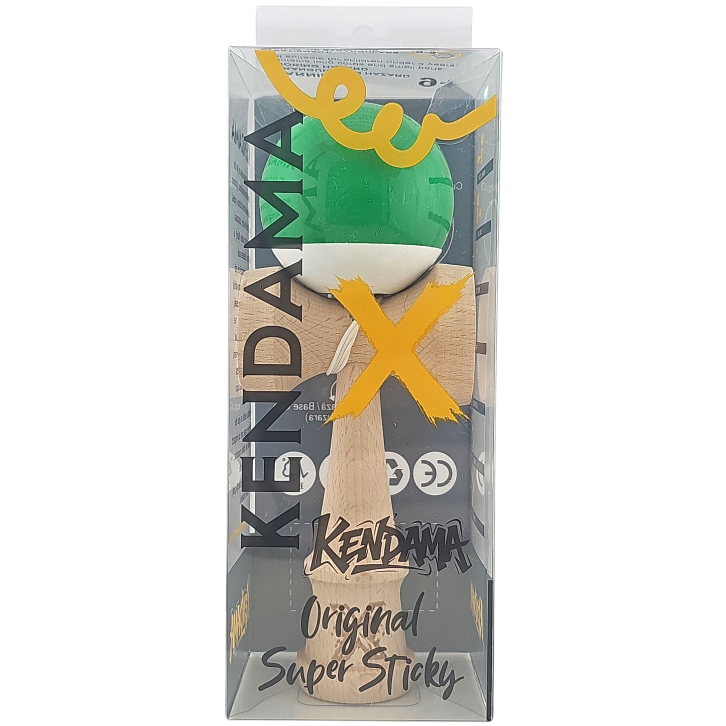 Jucarie Kendama X Originala, Profesionala,  Super Sticky din Lemn, 18 cm, pentru Copii si Adulti, Verde inchis/Alb