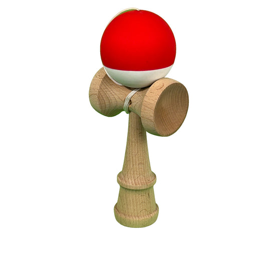Kendama X Originala, Profesionala, din Lemn, Rubber Grip, 18 cm, Rosu/Alb