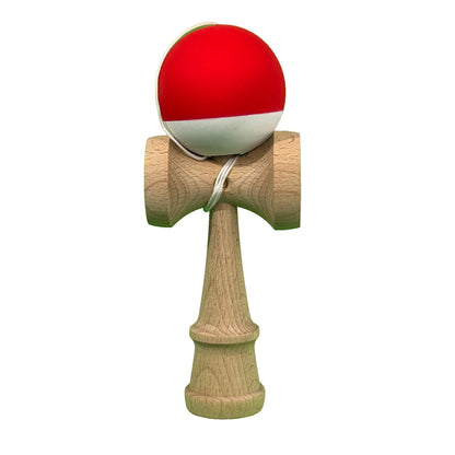 Kendama X Originala, Profesionala, din Lemn, Rubber Grip, 18 cm, Rosu/Alb