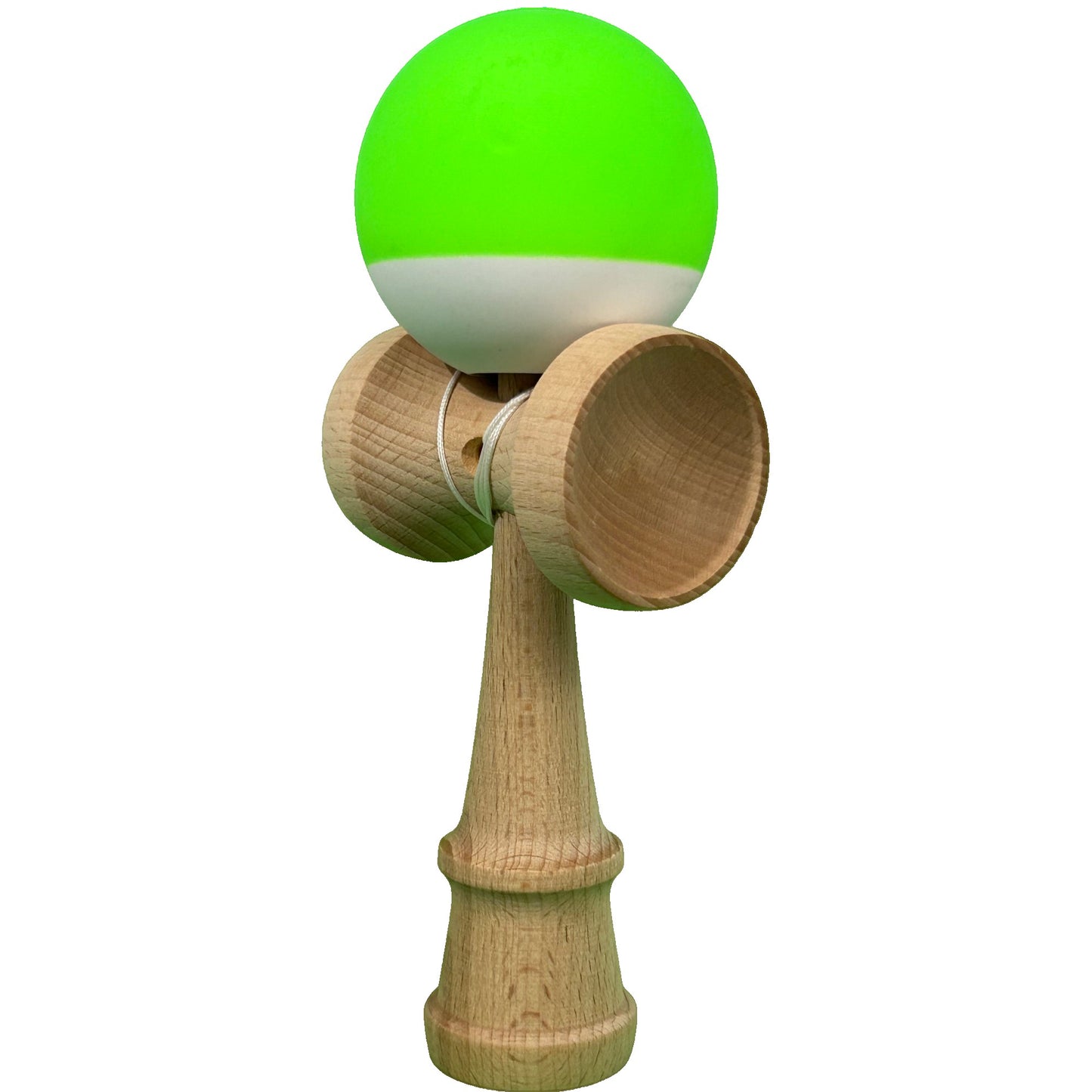 Jucarie Kendama X Originala, Profesionala, din Lemn, Rubber Grip, 18 cm, Verde/Alb