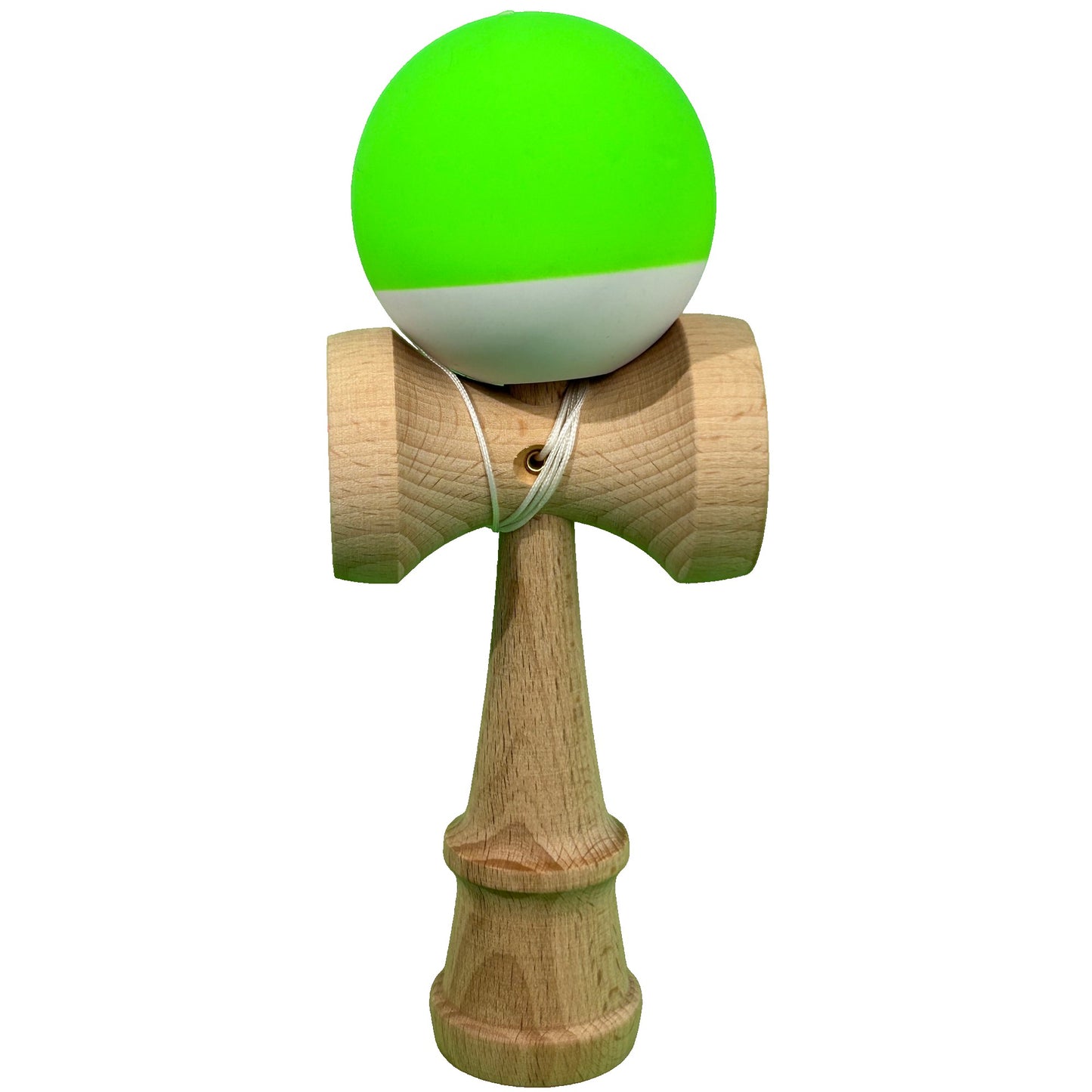Jucarie Kendama X Originala, Profesionala, din Lemn, Rubber Grip, 18 cm, Verde/Alb