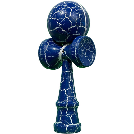 Jucarie Kendama Profesionala, Kendama Cracked, din Lemn – 18 cm, Joc Interactiv de Indemanare pentru copii si adulti, Albastru inchis