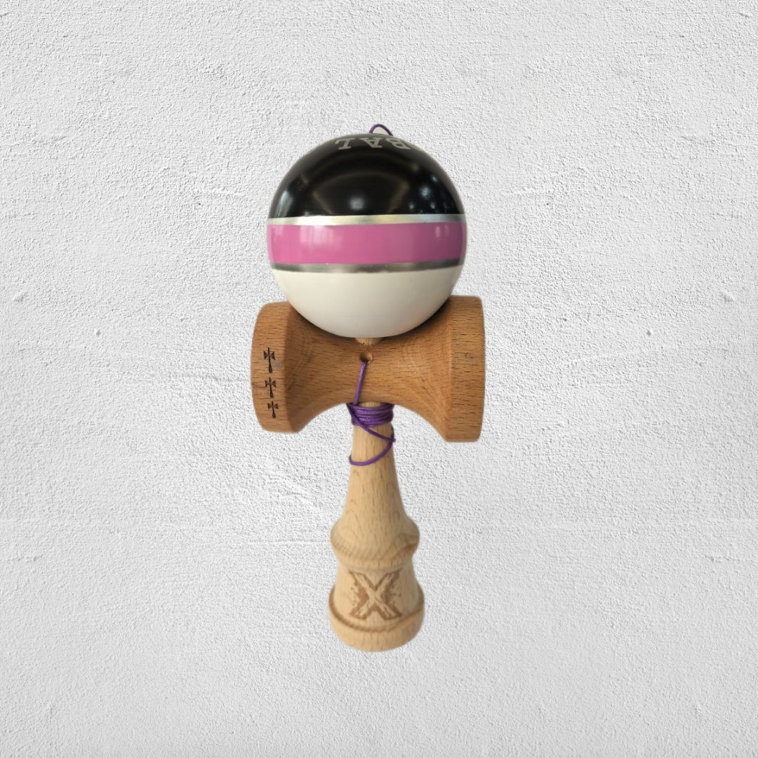 Kendama Originala X ROYAL , Profesionala, din Lemn, 18 cm, Rose-Silver