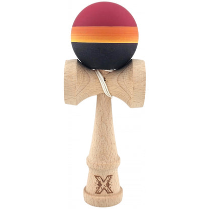 Kendama Originala X, Profesionala,  Rubber Grip, din Lemn, 18 cm, Rosu/Galben/Negru