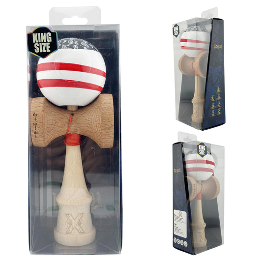 Kendama X CHICANOS Originala, Profesionala, Big Cups V2, Super Sticky cu Cupe Mari, Rulment Metalic, din lemn 18 cm, Ata 55 cm, Negru/Alb