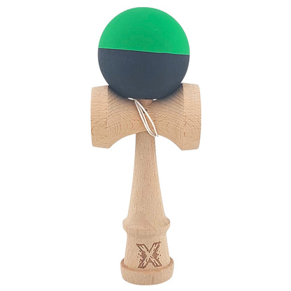 Kendama X Originala, Profesionala, 18 cm, din Lemn, Verde/Negru