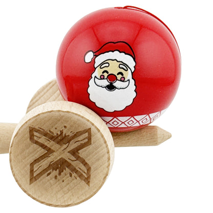 Kendama X Originala, Profesionala,Christmas Edition, Super Sticky cu Cupe Mari KING SIZE V3, Rulment Metalic si Gaura in Baza, din Lemn 18 cm, Ata 55 cm