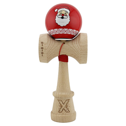 Kendama X Originala, Profesionala,Christmas Edition, Super Sticky cu Cupe Mari KING SIZE V3, Rulment Metalic si Gaura in Baza, din Lemn 18 cm, Ata 55 cm