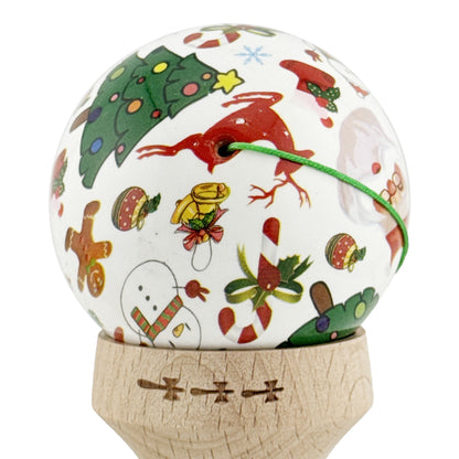Kendama X Originala, Profesionala,Christmas Edition, Super Sticky cu Cupe Mari KING SIZE V3, Rulment Metalic si Gaura in Baza, din Lemn 18 cm, Ata 55 cm