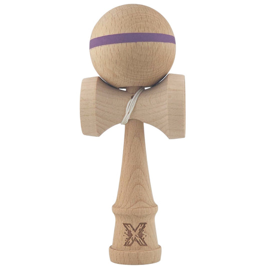 Kendama X Originală, Profesională,  din Lemn, 18 cm, Dunga Mov