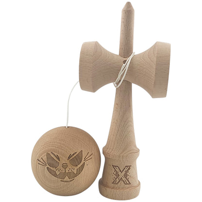 Kendama X Originala, Profesionala, din Lemn, 18 cm, Special, Crazy Cat, Lemn
