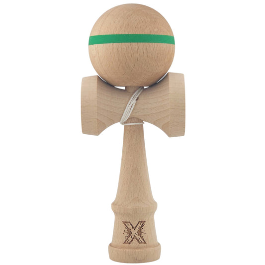Kendama X Originală, Profesională, din Lemn,18 cm, Model cu Dunga Verde