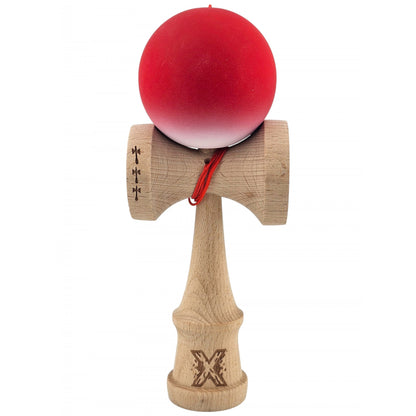Kendama X Originala, Profesionala, din Lemn, Big Cups, Rubber Grip, 18 cm, Rosu/Alb