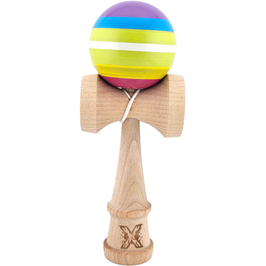 Kendama X Originala, Profesionala, din Lemn, Super Sticky, 18 cm, Multicolor
