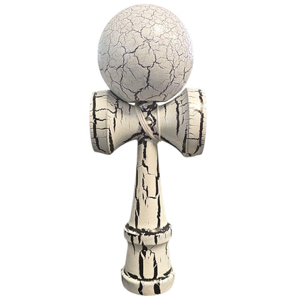 Kendama X Originala, Profesionala, Cracked, din Lemn, 18 cm, Alb/Negru