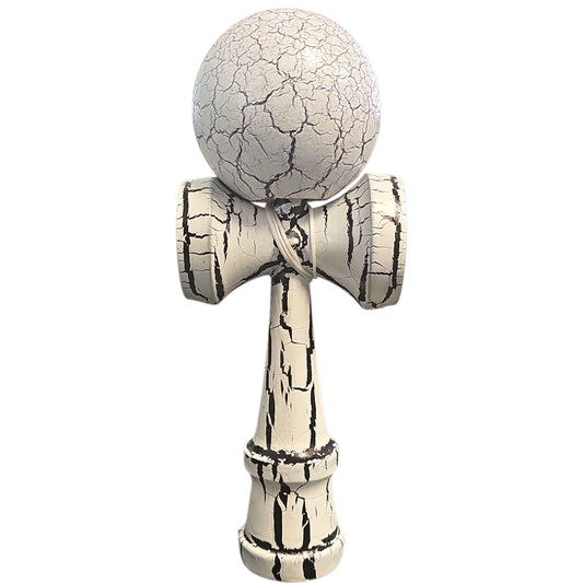 Kendama X Originala, Profesionala, Cracked, din Lemn, 18 cm, Alb/Negru
