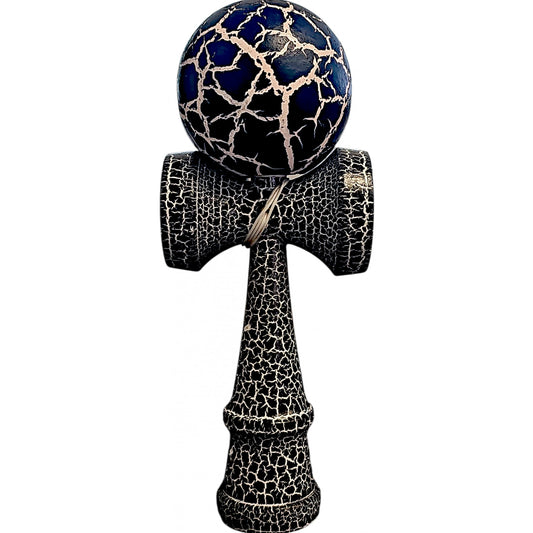 Kendama X Originala, Profesionala, Cracked, din Lemn, 18 cm, Negru Alb