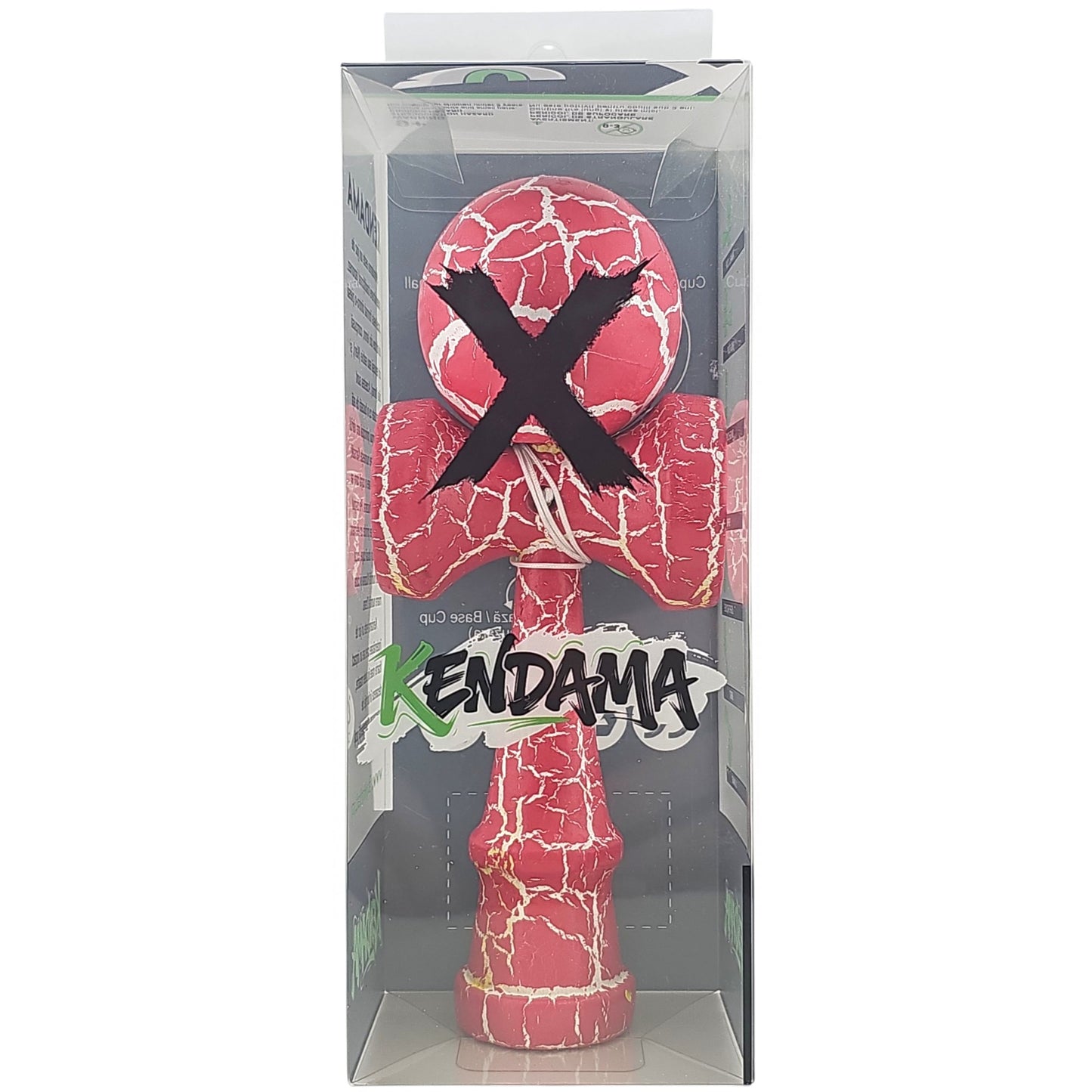 Kendama X Originala, Profesionala, Cracked, din Lemn, 18 cm, Roz Aprins/Alb