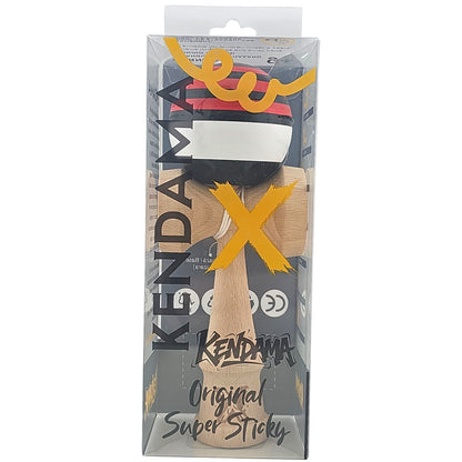 Kendama X Originala, Profesionala, din Lemn, Super Sticky, 18 cm, Rosu/Negru/Alb