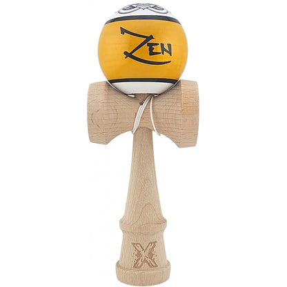 Kendama X Originala, Profesionala, Zen,  din Lemn, Super Sticky, 18 cm, Auriu/Alb/Negu