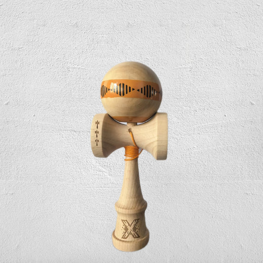 Kendama Originala X FREQUENCY , Profesionala, din Lemn, 18 cm, Portocaliu