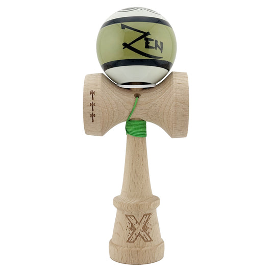 Kendama X Zen Series Originala, Profesionala,Super Sticky, Gaura in Baza,Cupe Mari KING SIZE V3,Rulment Metalic, din lemn 18 cm, Ata 55 cm, Verde
