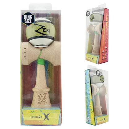Kendama X Zen Series Originala, Profesionala,Super Sticky, Gaura in Baza,Cupe Mari KING SIZE V3,Rulment Metalic, din lemn 18 cm, Ata 55 cm, Verde