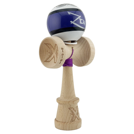 Kendama X Zen Series Originala, Profesionala, Super Sticky, Gaura in Baza, Cupe Mari KING SIZE V3, Rulment Metalic, din lemn 18 cm, Ata 55 cm, Violet
