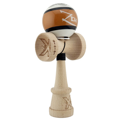 Kendama X Zen Series Originala, Profesionala, Super Sticky, Gaura in Baza, Cupe Mari KING SIZE V3, Rulment Metalic, din lemn 18 cm, Ata 55 cm, Maro