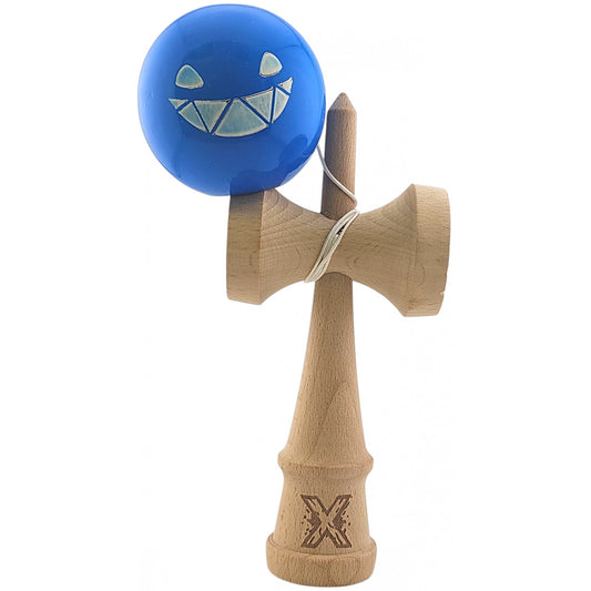 EDITIE LIMITATA Kendama X Originala, Profesionala Limited Crazy Smile,  din Lemn, Super Stiky, 18 cm, Albastru