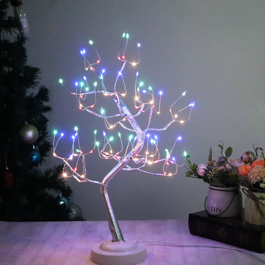 Lampa de veghe LED cu baterii si USB, Model Copac din cupru, Multicolor