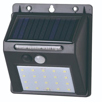 Lampa cu incarcare solara si senzor de miscare pentru exterior, 20 LED cu distanta de inductie, montaj pe perete, fara cabluri