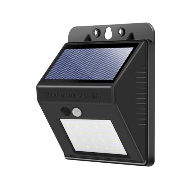 Lampa cu incarcare solara si senzor de miscare pentru exterior, 20 LED cu distanta de inductie, montaj pe perete, fara cabluri
