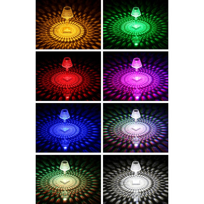 Lampa de birou pe LED RGB 16,  dimmer tactil, 3 nivele de intensitate, incarcare USB, 3W, Cristal Acrilic, cu telecomanda, forma pahar, transparent